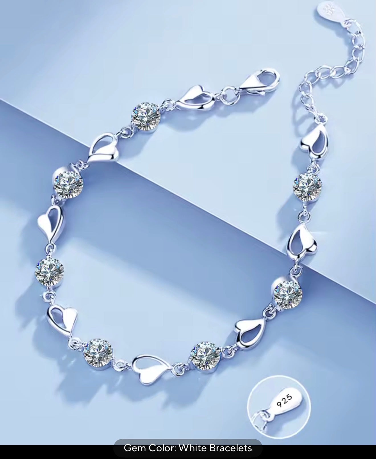 Heart Shaped Necklace Bracelet Set for Women Vintage Korean Crystal