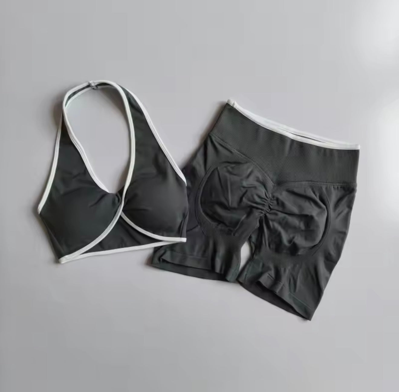 Seamless Women 2Pcs Padded Bra High Waist Butt Lift Yoga Set Color Block
