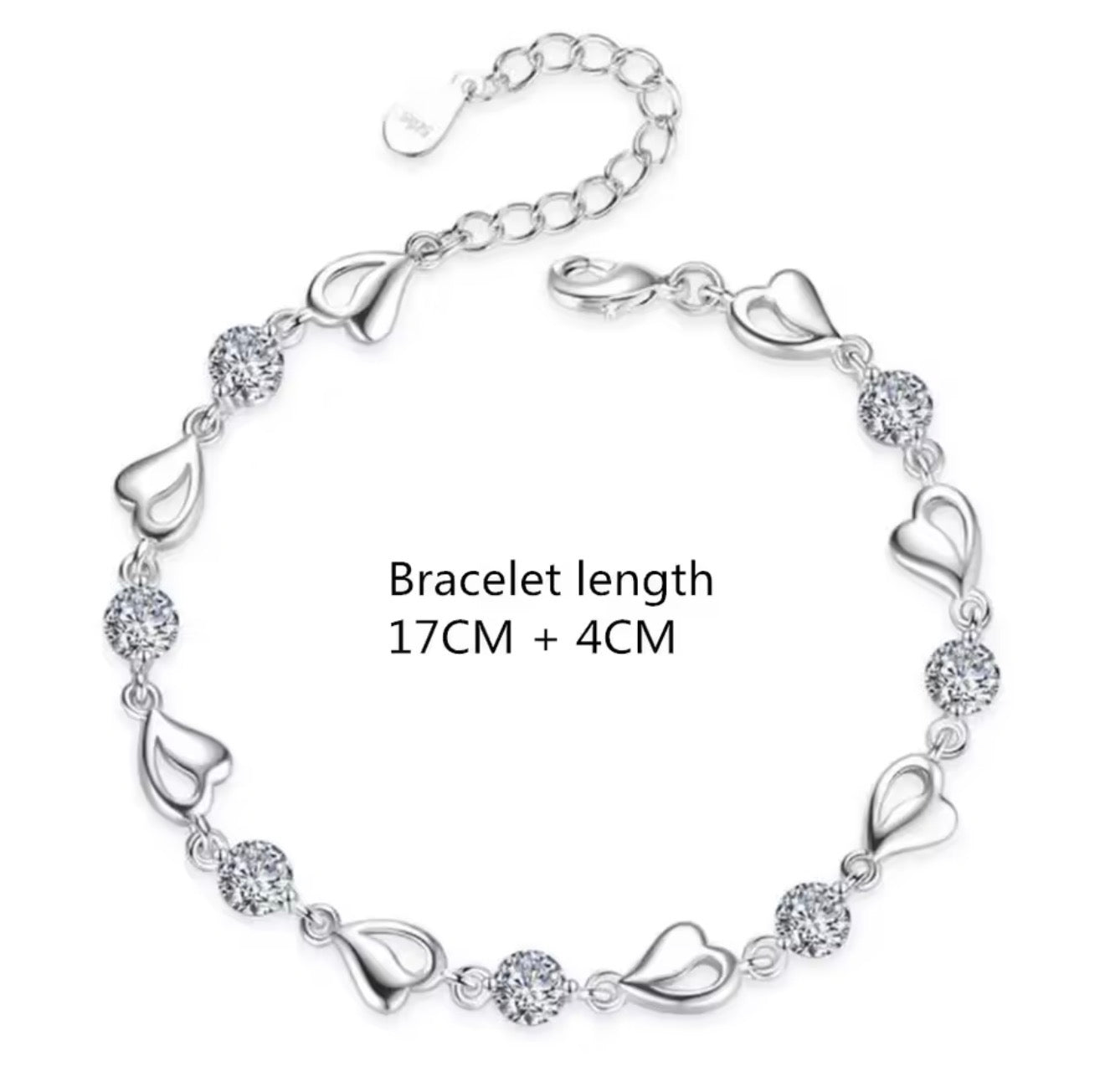 Heart Shaped Necklace Bracelet Set for Women Vintage Korean Crystal