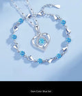 Heart Shaped Necklace Bracelet Set for Women Vintage Korean Crystal