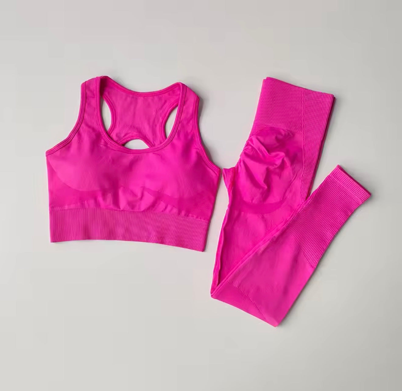 Women's Seamless Workout Set High Waisted Yoga Pants & Sports Bra with Removable Pads Booty Lifting