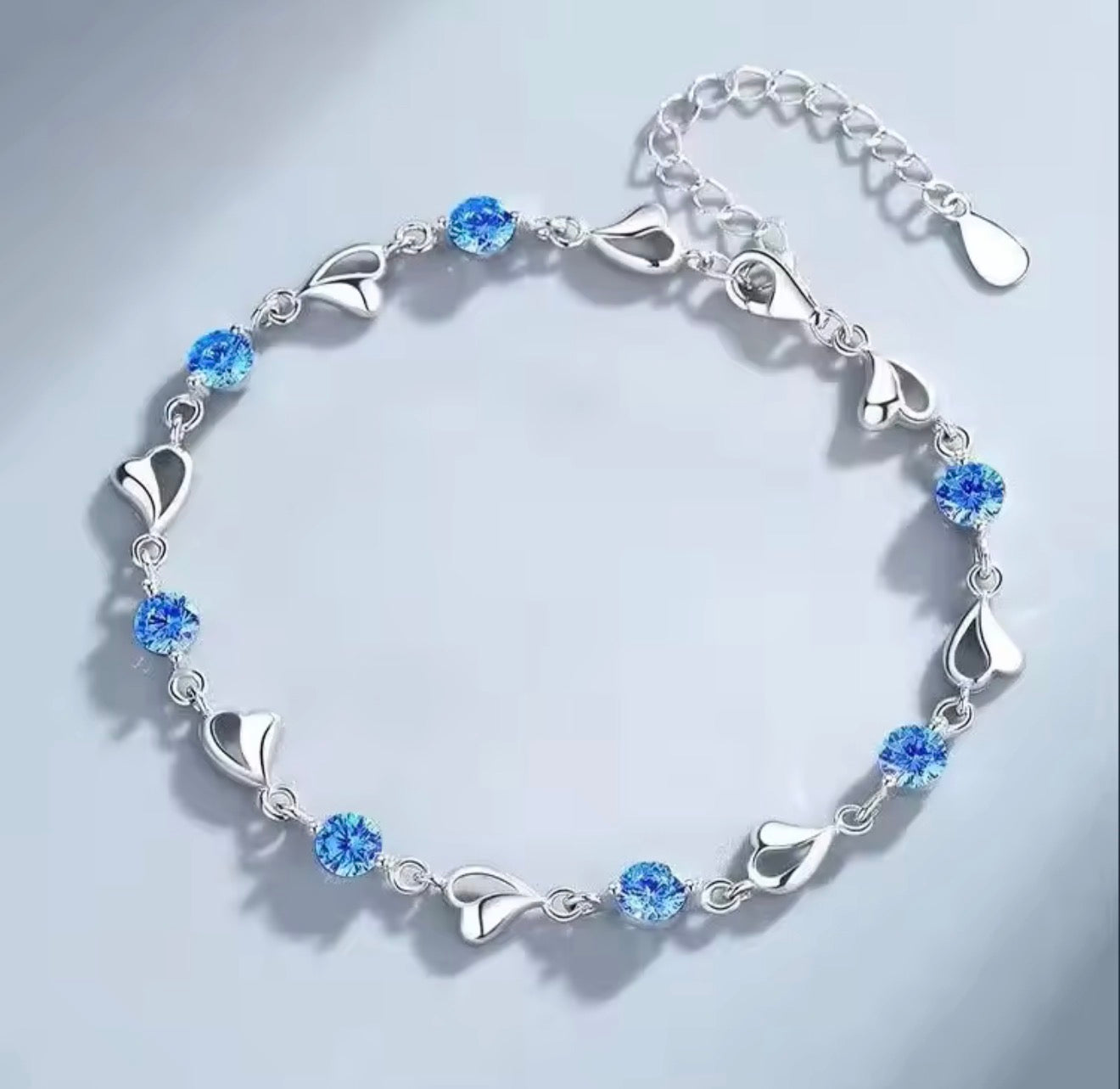 Heart Shaped Necklace Bracelet Set for Women Vintage Korean Crystal