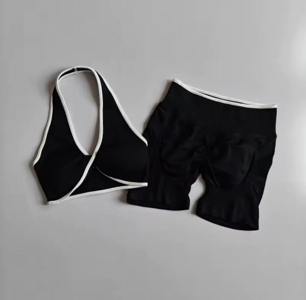 Seamless Women 2Pcs Padded Bra High Waist Butt Lift Yoga Set Color Block