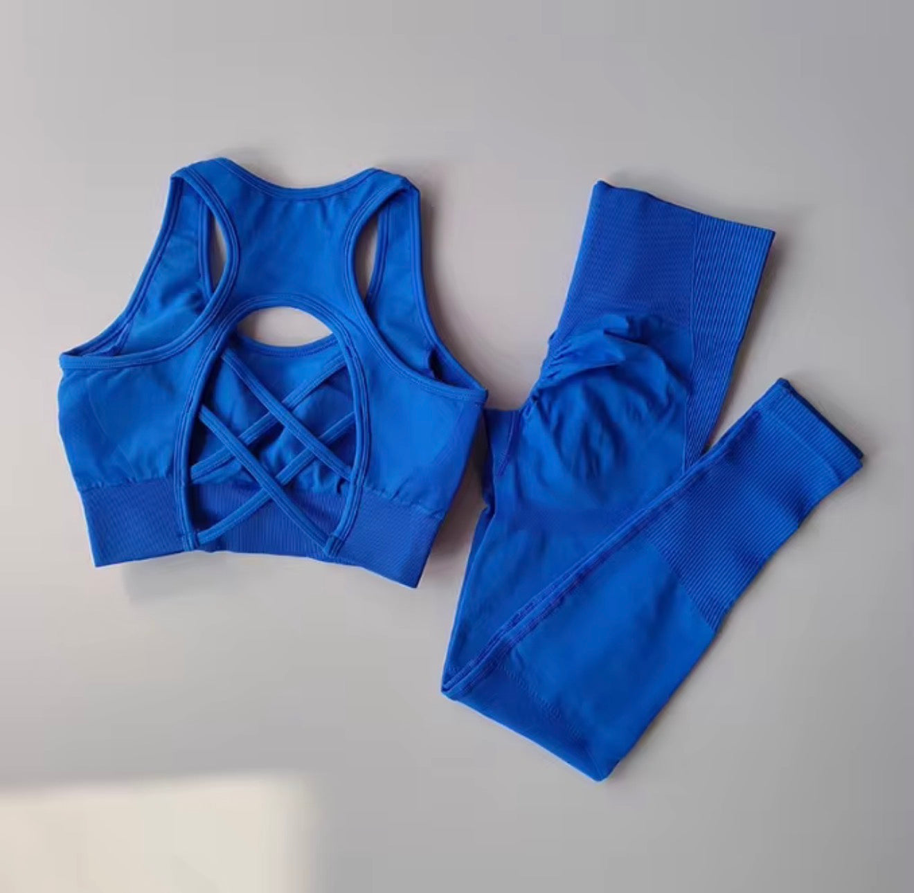 Women's Seamless Workout Set High Waisted Yoga Pants & Sports Bra with Removable Pads Booty Lifting