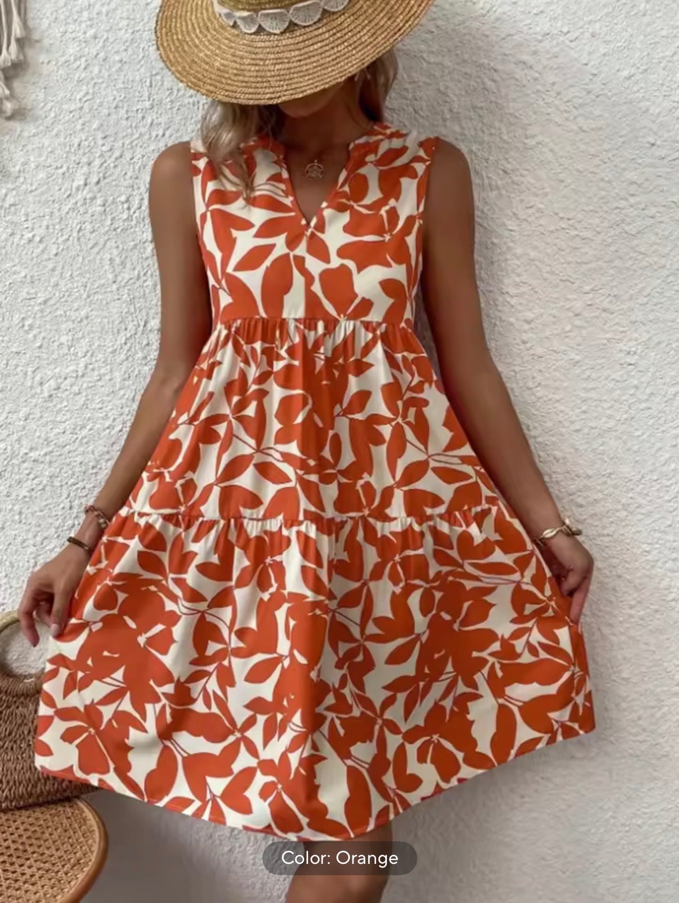 Women Boho Print Mini Dress Summer Elegant Sleeveless V Neck Ruffle