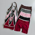 Seamless Women 2Pcs Padded Bra High Waist Butt Lift Yoga Set Color Block