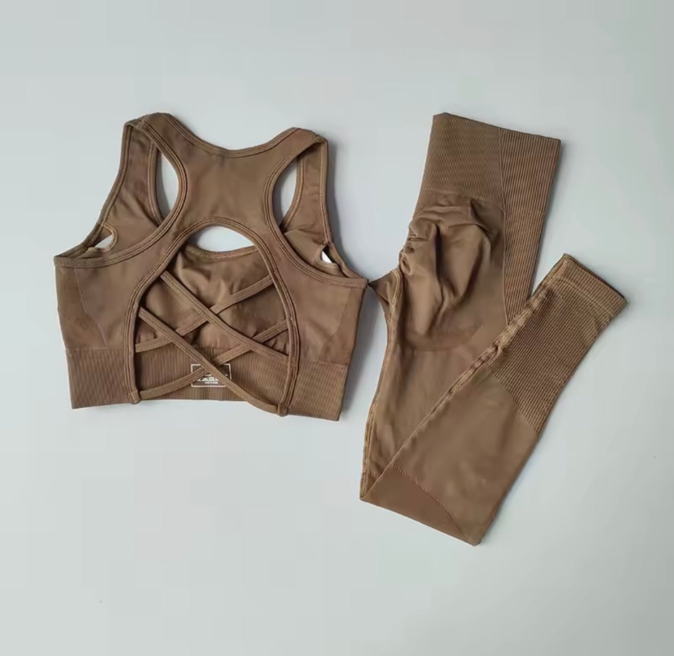 Women's Seamless Workout Set High Waisted Yoga Pants & Sports Bra with Removable Pads Booty Lifting