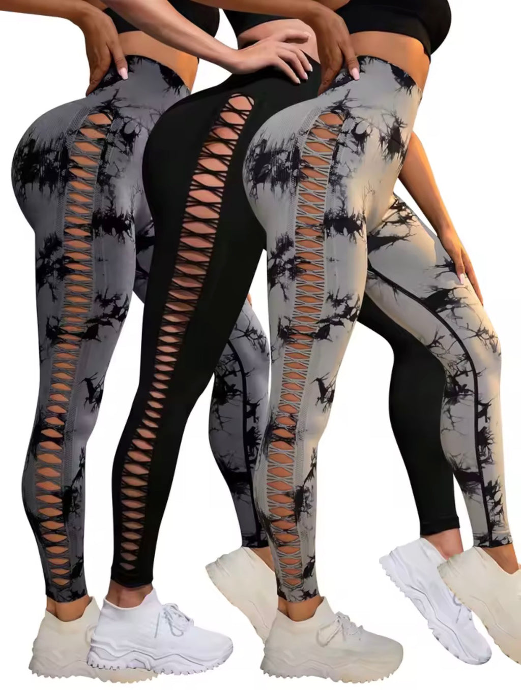 Seamless Leggings for Women High Waist Yoga Pants, Scrunch Butt Lifting Elastic Tights, Side mesh design