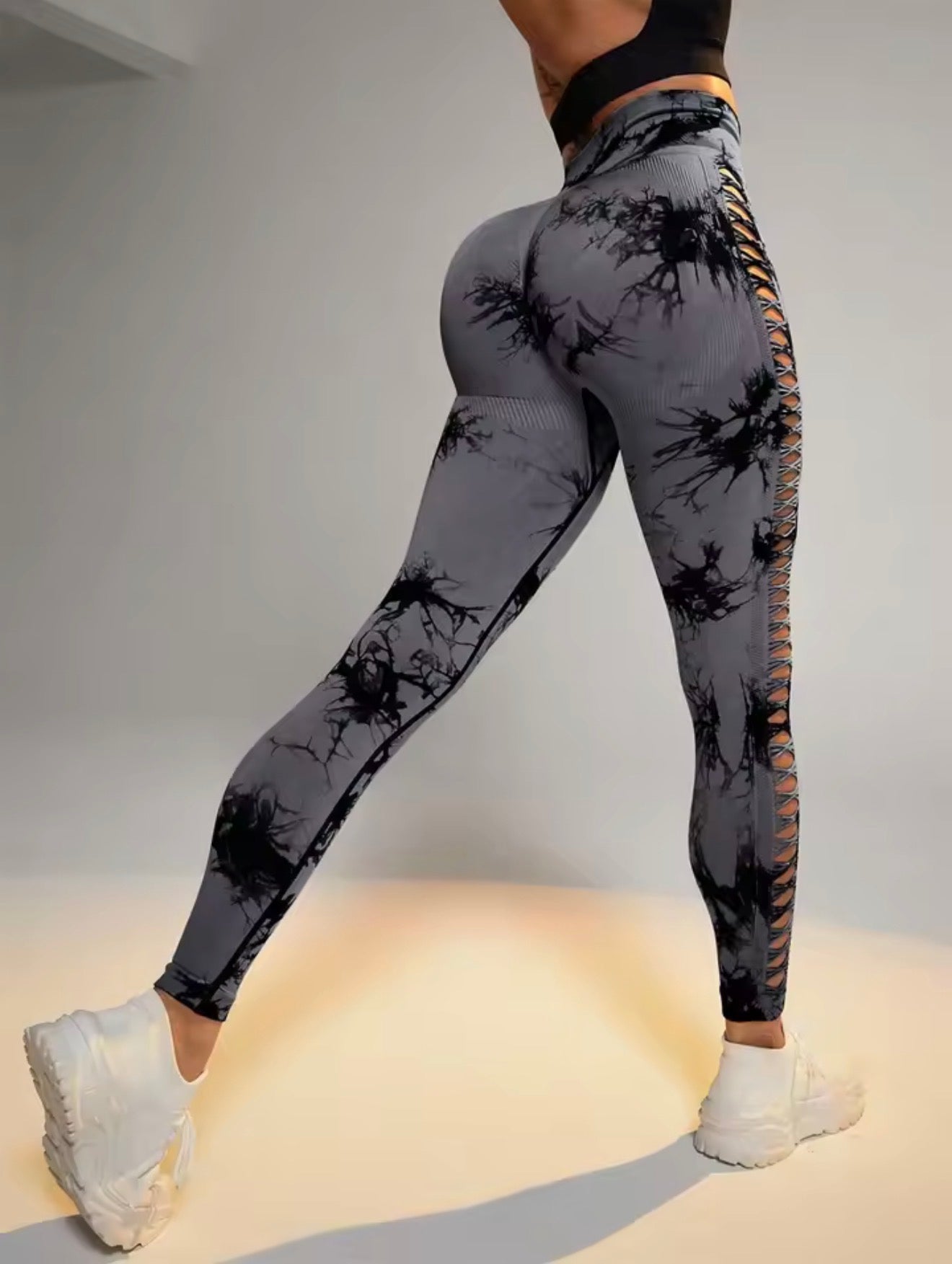 Seamless Leggings for Women High Waist Yoga Pants, Scrunch Butt Lifting Elastic Tights, Side mesh design