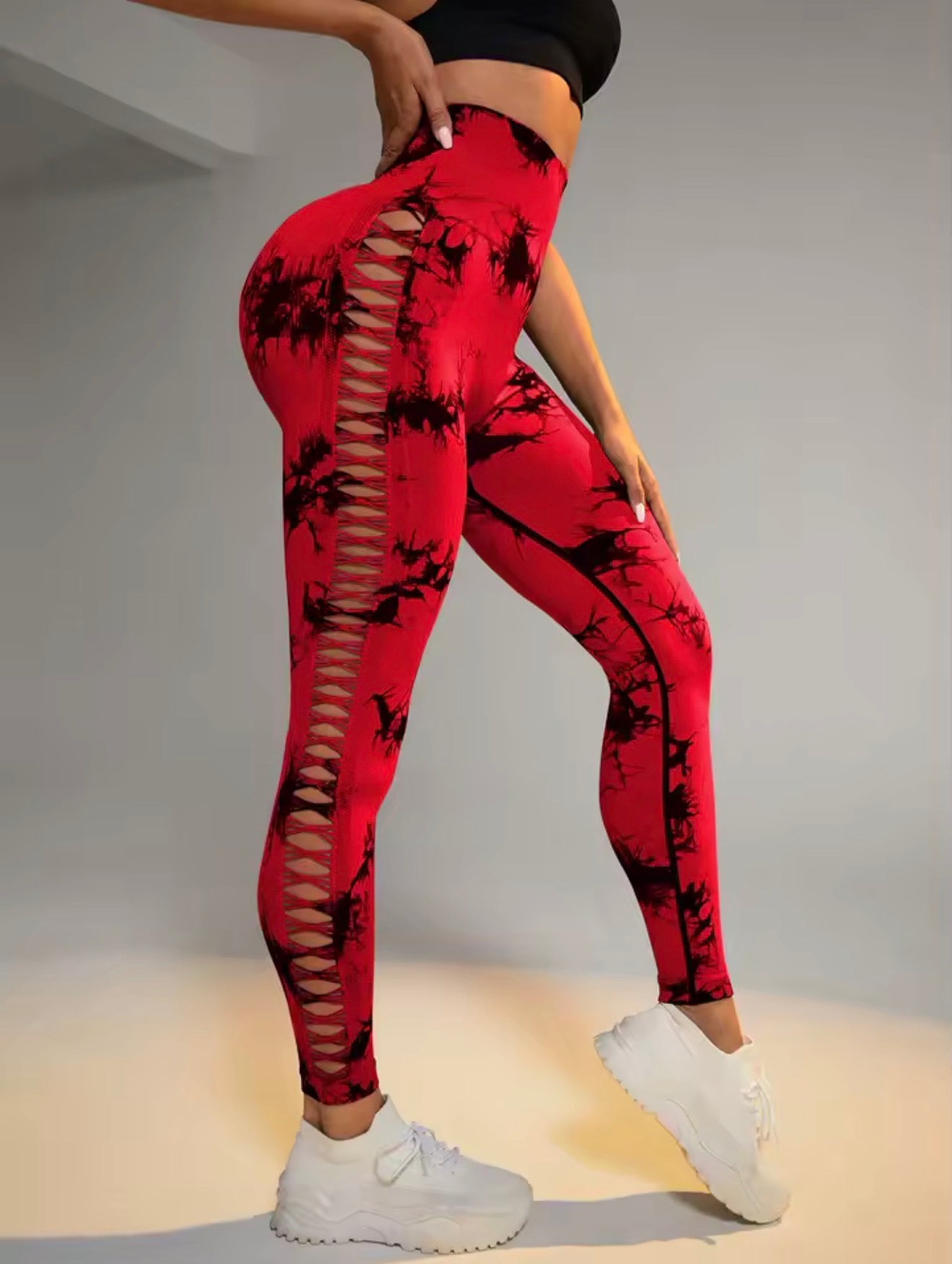 Seamless Leggings for Women High Waist Yoga Pants, Scrunch Butt Lifting Elastic Tights, Side mesh design