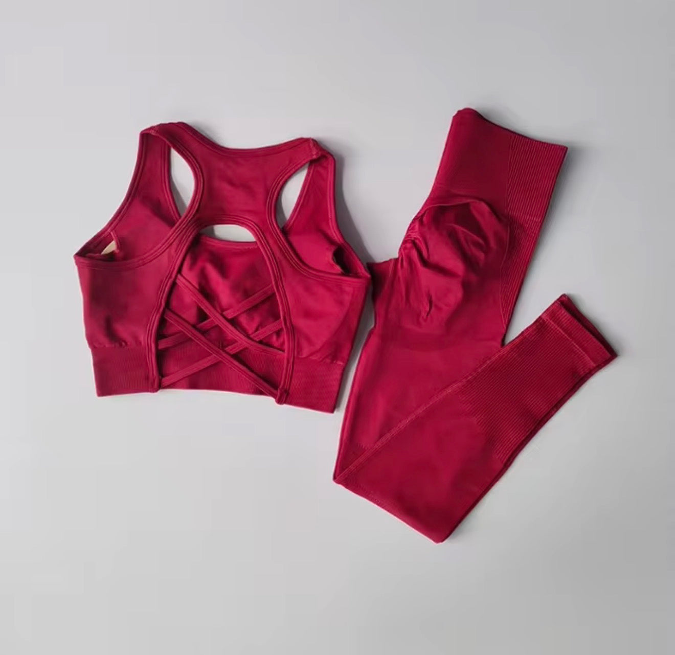 Women's Seamless Workout Set High Waisted Yoga Pants & Sports Bra with Removable Pads Booty Lifting